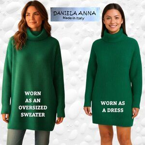 Daniela Anna Made in Italy – Emerald Green Sweater Dress (Size S)